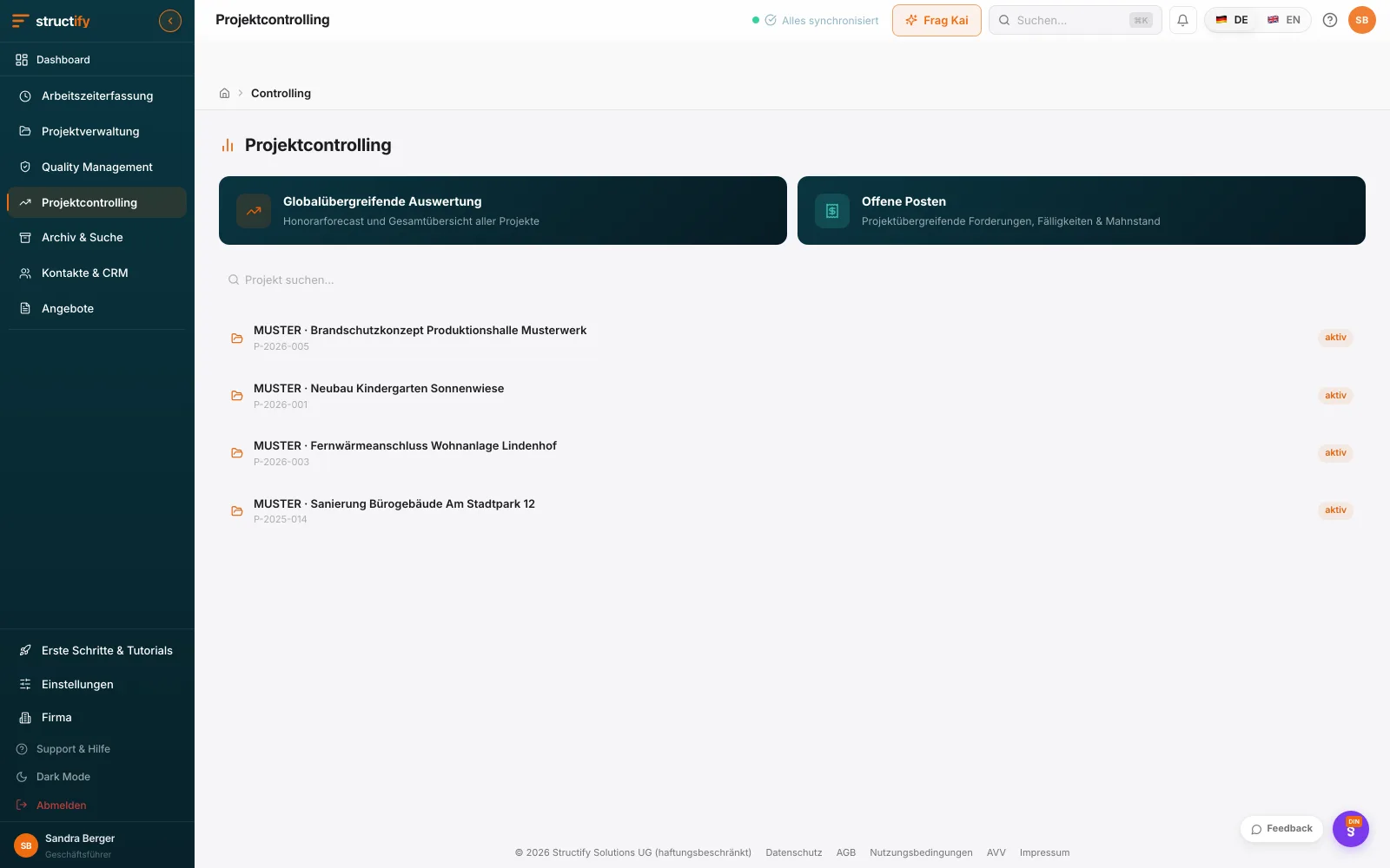 Structify Desktop: Cost control: Budget & progress in real time